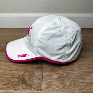 Puma White Pink Performance Athletic Lightweight Women's Cap, OS thumbnail 2