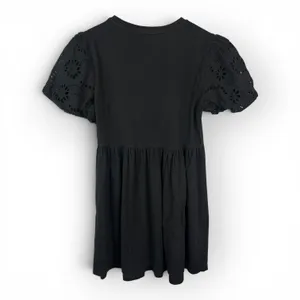 Avec Les Filles Black Eyelet Puff Sleeve Babydoll Peplum Mini Dress Size Small thumbnail 2