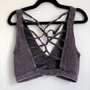NEW Free People Criss Cross Bandeau Bralette in Stone‎ Gray thumbnail 4