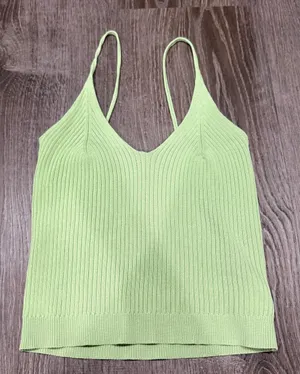 Lime Green Knit Cropped Tank Top thumbnail 1