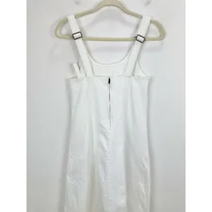Madewell Denim Scoopneck Midi Dress Pure White Wash A Line Minimalist Small NWT thumbnail 12