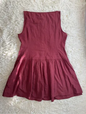 NWT ASOS Linen Blend Drop Waist Mini Dress Burgundy Size 10 thumbnail 3