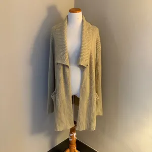 Judy Blue Chunky Knit‎ Open Front Cardigan Sweater Beige Wool Blend Medium/Large thumbnail 2