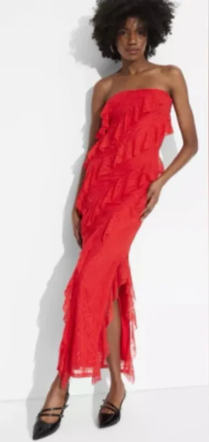 NWT Wild Fable Lace Ruffle Maxi Bodycon Dress Strapless Maxi Dress XXL Party thumbnail 1