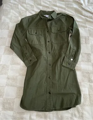 NWT‎ Olive Green Button-Front Shirt Dress size Small thumbnail 1