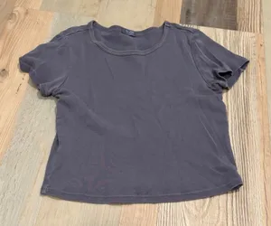 John Galt Brandy Melville Baby Tee One Size Faded Gray Blue Cotton Short Sleeve thumbnail 1