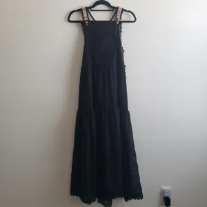 Free People Feel The Beat Overall Maxi Dress Lace Bohemian thumbnail 2