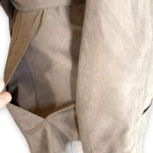 Vintage 90s London Fog Tan Faux Suede Belted Trench‎ Coat Women’s Size 6 Classic thumbnail 8