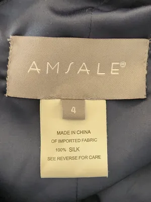 Amsale Navy 100% Silk One Shoulder Formal Maxi Dress Size 4 Wedding Guest Dress thumbnail 9