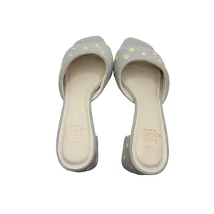 Oasis‎ Society Altar'd State Olive Denim Daisy Embroidered Mules Sandals New 7.5 thumbnail 8