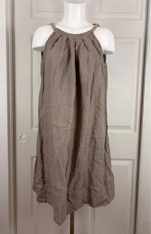 New Mode SRL taupe linen halter neck shift dress *no size* thumbnail 2