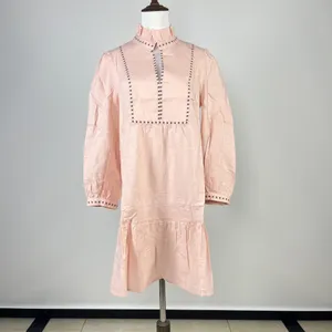 NWT Tuckernuck Bermuda Pink Palmerston Dress sz S Long Sleeve Linen Blend Mini thumbnail 3
