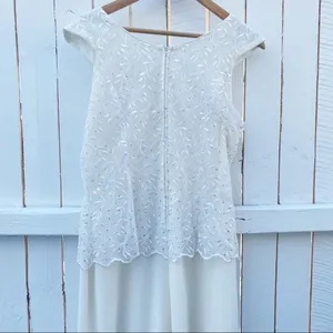 Poly USA Maxi Dress Large‎ White Embroidered Sequin Cap Sleeve Formal Gown 2308 thumbnail 4