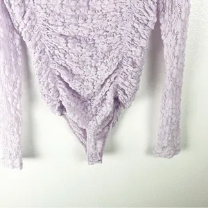 INTIMATELY FREE PEOPLE Lavender Sheer Long Sleeve Mock Neck Bodysuit Small Boho thumbnail 6