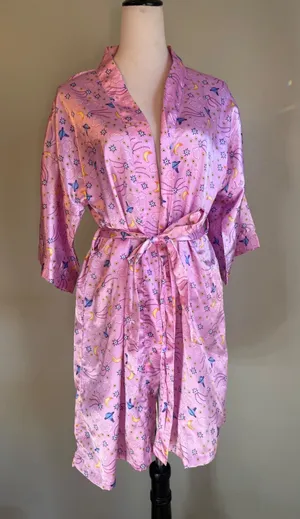 Jammilicious Pink Celestial Satin Robe Moon Star Planet M y2k whimsigoth retro b thumbnail 1