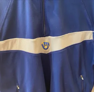 Antigua Milwaukee Brewers MLB Pull Over 1/2 Zip Sweatshirt Shirt Blue Gray Embroidered L thumbnail 2