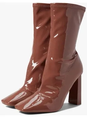 Aldo Glossy Mid-Calf Block Heel Boots in Chestnut Pink Size 6.5 thumbnail 2