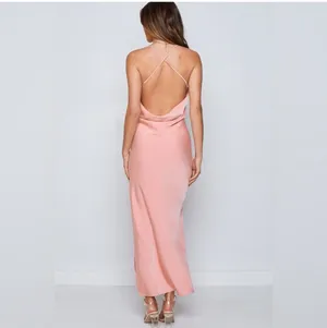 Beginning Boutique blush Pink Satin maxi formal dress thumbnail 2
