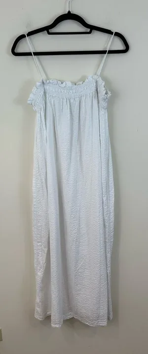 H&M White Cotton Sleeveless with Smocked Bodice Size Small thumbnail 1