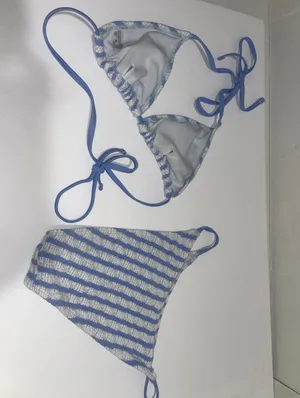 SheIn Striped blue and white bikini thumbnail 2