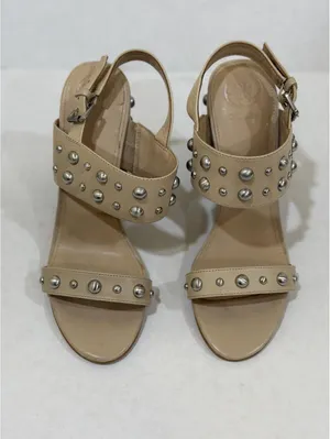 Size 7.5 Women’s Guess Sandals Cheree 2 Leather Beige thumbnail 3