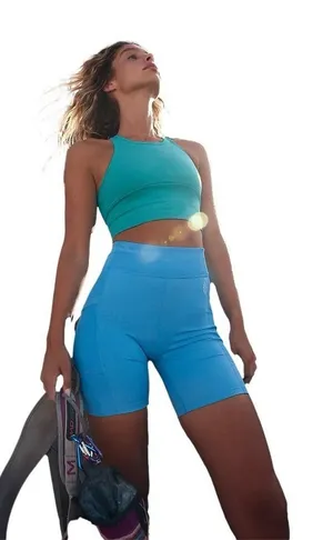 FREE PEOPLE Movement Instant Replay Shorts in Varsity Blue NWT thumbnail 1