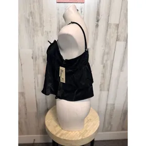 No Boundaries Black Lace Trim Cami Top XL 16-18 Adjustable Straps Flowy thumbnail 3