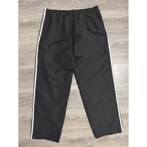 Y2K Adidas Women Black Three Stripe Track Pants L Mesh Lined Zipper Cuffs AZF001 thumbnail 2