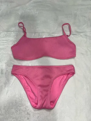 Hollister Pink Ribbed Swim Bikini Set thumbnail 2