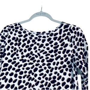 Ann Taylor Animal Print Boat Neck 3/4 Sleeve Blouse S thumbnail 6