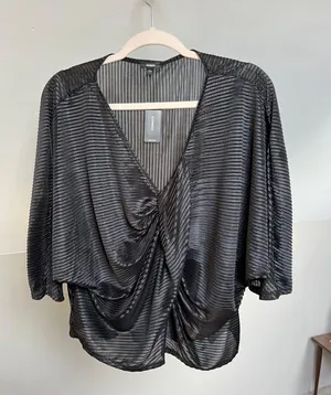 Sheer Black Ribbed Dress Top thumbnail 5