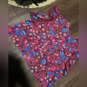 Farm Rio Floral Birds Blush Sleeveless Blouse Size XL $149 boho embroidered fall thumbnail 8