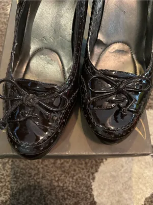 Enzo Angiolini Dark Brown Patent Leather Bow Ballet Flats thumbnail 2