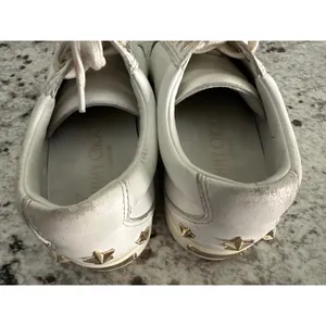 Jimmy Choo White Leather Low Top Gold Star Sneakers Shoes 35.5 5.5 thumbnail 7