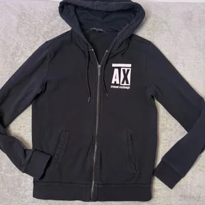 Armani Exchange Zip Up Hoodie Black Pink Logo‎ French Terry Sweatshirt Womens S thumbnail 6