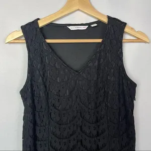 Isaac‎ Mizrahi Live Black Scallop Lace Sheath Maxi Dress XXS thumbnail 4
