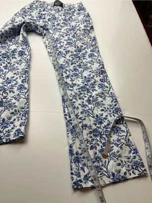 Lulu Mac Blue White Floral Womens XS Pull-on Cotton Pants Pockets Sleep Casual‎ thumbnail 6