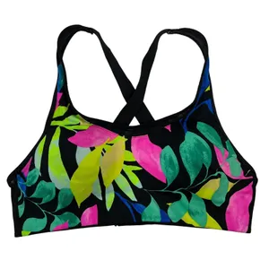 Victoria’s Secret PINK Active Sz M Sport Bra Ultimate Lightly Lined Black Floral thumbnail 1