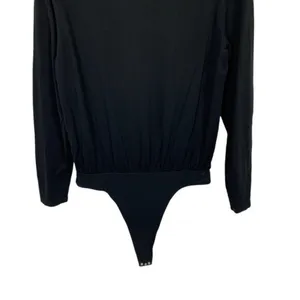 ATM Anthony Thomas Melillo Black Long Sleeve Thong‎ Bodysuit Minimalist Medium thumbnail 8