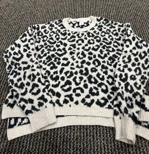 Sincerly Jules Black & Cream Leopard Print Crewneck Sweater thumbnail 1