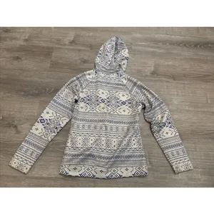 Burton WB Peak Spell Out Fair Isle Geometric Zip Up Outdoor Ski Hoodie Jacket L thumbnail 5