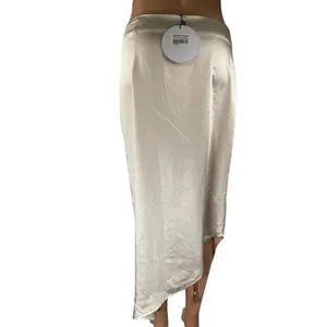 NEW Princess Polly Beige Silk Satin Asymmetric Midi Straight Pencil Slip Skirt 6 thumbnail 3