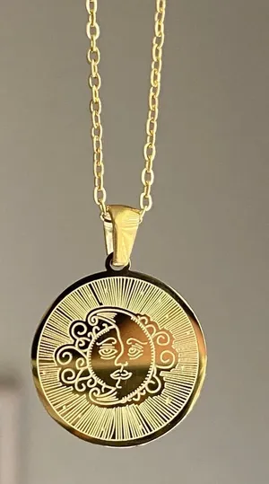 Handmade fully gold stainless steel celestial whimsical vintage moon necklace🌟 thumbnail 1