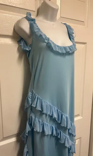 Unbranded Ruffled Maxi Dress Blue Size L thumbnail 11