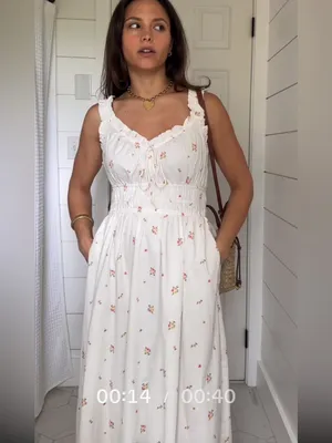 Old Navy maxi dress ditsy floral print ruffle tie front fit & flare midi doen thumbnail 5