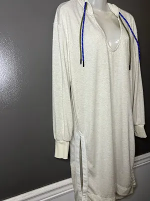 FP Movement Dress Womens Small White Hooded French Terry Sweater Midi Lounge thumbnail 4