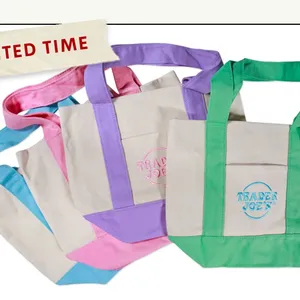 Trader Joe's Pastel Mini Canvas Tote Bags NWT 2026 LIMITED EDITION NWT blue thumbnail 2