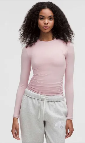 Lululemon Wundermost Ultra Soft Nulu Crewneck Long-Sleeve Shirt Pink‎ Haze XL thumbnail 1