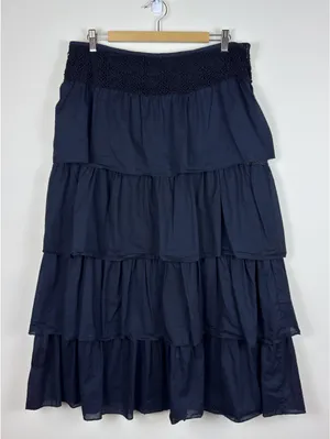 Connection 18 Vintage Y2K Black Tiered Ruffle Maxi Skirt Lace Waist XL Boho thumbnail 1
