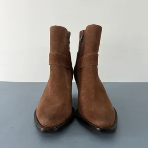 Antonio Melani‎ Tabbie Oiled Suede Pecan Pie Brown Western Buckle Boots thumbnail 2